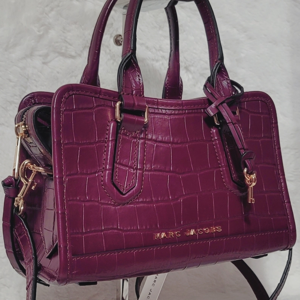 Marc Jacobs NWT Satchel Shoulder Bag Crossbody Handbag Purse Croc Embossed